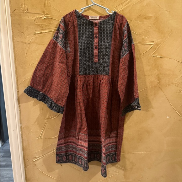 Indian Pakistani Red and Black Patterned Tunic Dress girl 8/9 years - Picture 1 of 9